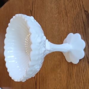 Mid Century Fenton Milk glass with rose pattern